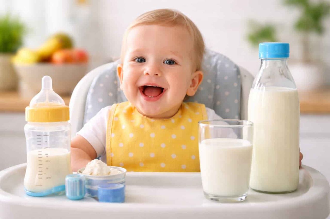 Umstieg von Pre-Milch auf Kuhmilch: ab 12 Monaten, in 1 bis 2 Wochen